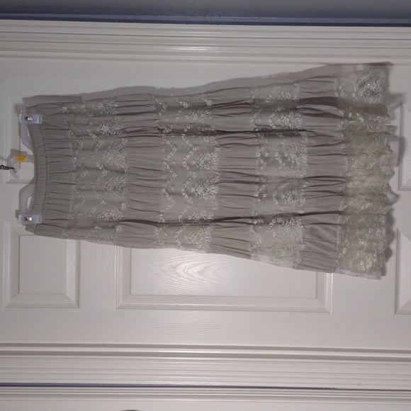 Gorgeous lace peasant skirt sheer greige, beigey gray and silvery - Picture 7 of 11